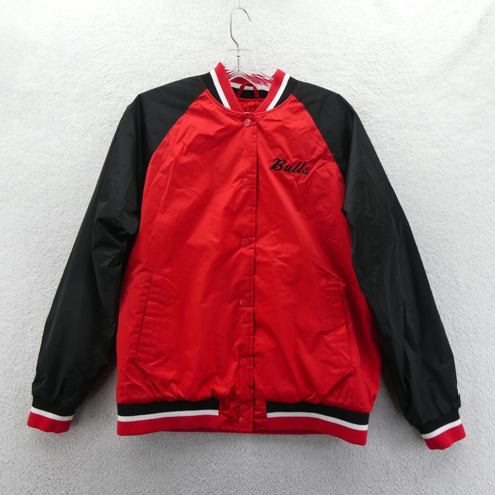Starter Jacket Women Medium Chicago Bulls Red‎ Black Varsity Bomber Vintage Y2K